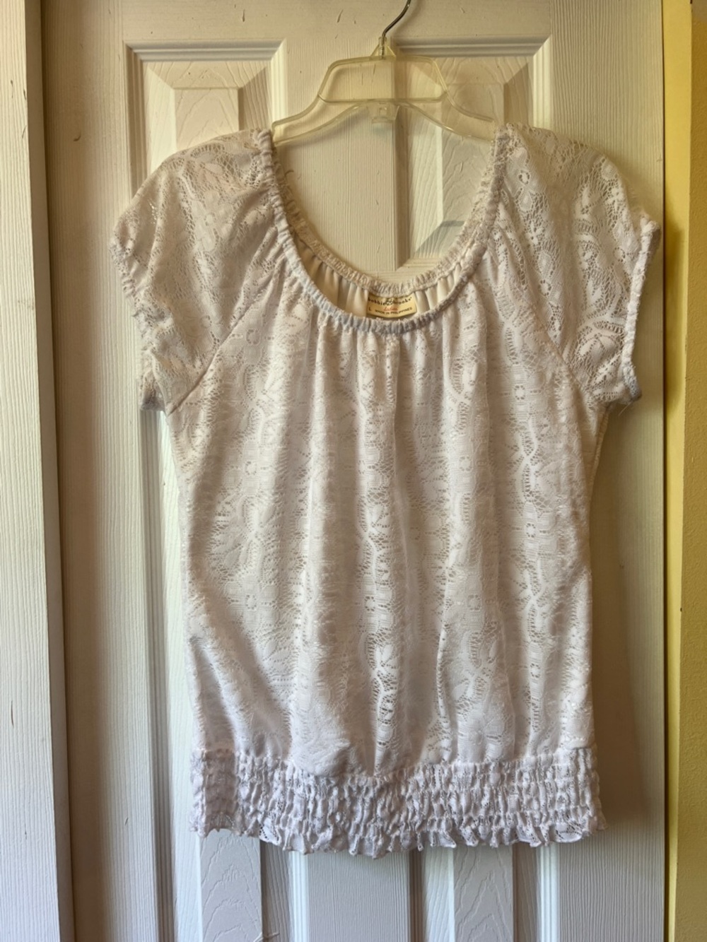 Bobbie Brooks White Lace Short Sleeve Tunic